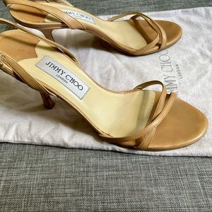 Jimmy Choo Tan Strappy Heel Sandal 38